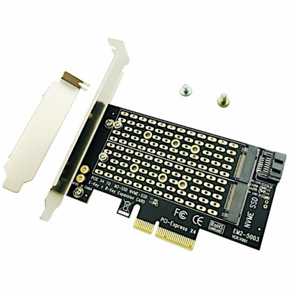 Picture of JacobsParts M.2 to PCIe NVMe and SATA SSD Dual M Key and/or B Key Adapter Card 2242 2260 2280 M2 Drive to Desktop PCI Express x4 x8 x16 Slot, Includes Brackets