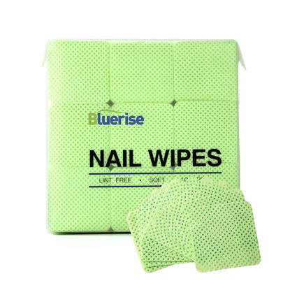 Picture of BLUERISE 1000Pcs Green Nail Pliosh Remover Lint Free Nail Wipes Soft Gel Nail Polish Remover Pads Absorbable Eyelash Extension Glue Cleaning Wipes (1000PCS Green)