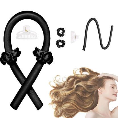 Picture of CORATED Heatless Curlers, Heatless Curling Rod Headband No Heat Hair Curlers to Sleep in with Hair Clips and Scrunchie, Sleeping Curls Silk Ribbon Hair Rollers, Overnight Hair Wrap Curls Styling Kit