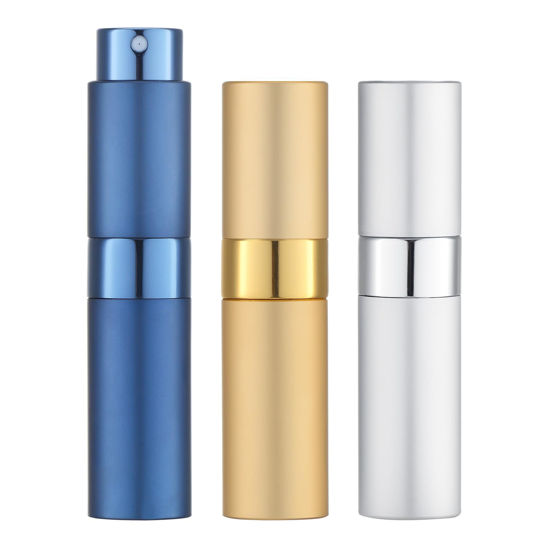 Picture of LISAPACK 8ML Atomizer Perfume Spray Bottle for Travel (3 PCS) Empty Cologne Dispenser, Portable Sprayer (Gold, Silver, Blue)