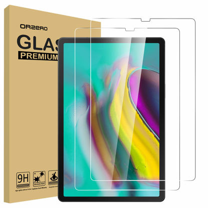 Picture of (2 Pack) Orzero Compatible for Samsung Galaxy Tab S5e (T725, T720), Tab S6 10.5 inch 2019 Tempered Glass Screen Protector, 9 Hardness HD Anti-Scratch Full-Coverage (2.5D Arc Edges) (Lifetime Replacement)