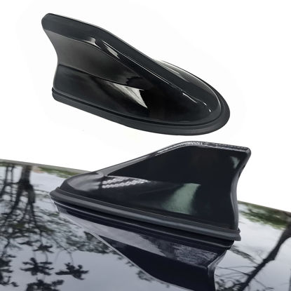 Picture of Ajxn 1PC Shark Antenna Fin Roof Aerial Base Radio Signal for Car SUV Truck Van Super Functional with Adhesive (Black)