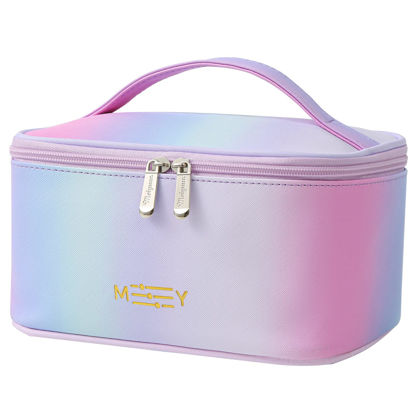 Picture of Gradient Makeup Bag Small Cosmetic Bags for Ladies Zipper Pouch Makeup Organizer Waterproof Cute Pink Purple Blue Green(Rainbow Pink)