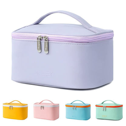 Picture of Makeup Bag Cosmetic Bags Small for Women Zipper Pouch Makeup Organizer Waterproof Cute (Light Purple)