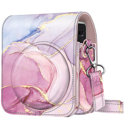 Picture of Fintie Protective Case for Fujifilm Instax Mini 40 Instant Camera - Premium Vegan Leather Bag Cover with Removable Adjustable Strap, Glittering Marble