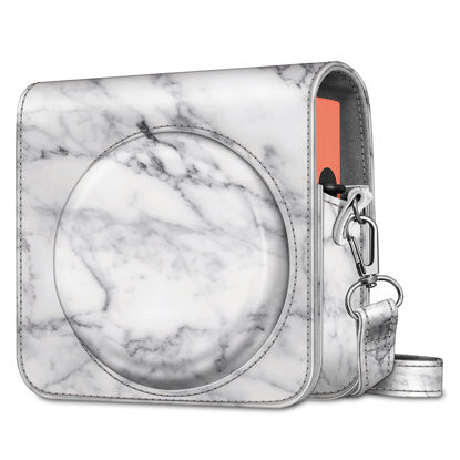 Picture of Fintie Protective Case for Fujifilm Instax Square SQ40 / SQ1 Instant Camera - Premium Vegan Leather Bag Cover with Removable Adjustable Strap, Marble