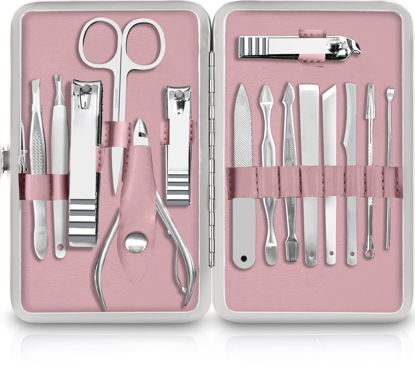 Picture of Utopia Care 15 Pieces Manicure Set - Stainless Steel Manicure Nail Clippers Pedicure Kit - Professional Grooming Kits, Nail Care Tools With Luxurious Travel Case (Purple)