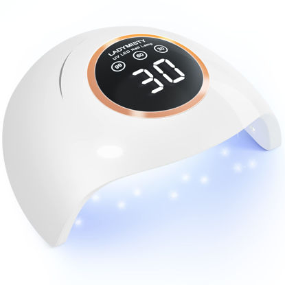 Picture of LadyMisty 72W UV LED Nail Lamp Light Dryer for Nails Gel Polish with 18 Beads 3 Timer Setting & LCD Touch Display Screen, Auto Sensor, Professional Nails, White