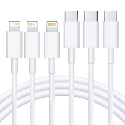 Picture of RCTech USB C to Lightning Cable 3Pack 3FT [MFi Certified] iPhone Fast Charger Cable USB-C Power Delivery Charging Cord for iPhone 13/12/12 PRO Max/12 Mini/11/11PRO/XS/Max/XR/X/8/8Plus/iPad, White