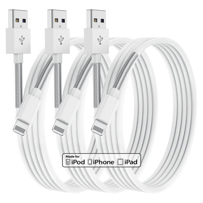 Picture of Long Apple iPhone Charger 10 ft, Apple MFI Certified 3Pack Lightning Cable 10 Foot, Extra Long Apple Fast Charing Cord 10 Feet for Apple 14 14 Pro 13 12 11Pro Xs Max X XR 8 7 6s 6 Plus SE iPad (White)
