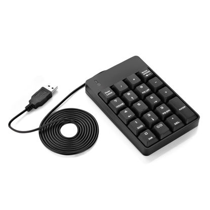 Picture of seenda Wired Numeric Keypad, 19-Key Corded USB Number Pad External Numpad Portable Mini Numeric Keyboard for PC/Laptop/Notebook/Computer/Desktop with USB Ports, Black