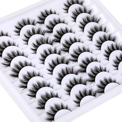 Picture of JIMIRE Faux Mink Lashes Natural Look Fluffy Wispy Cat Eye False Eyelashes for Makeup Lightweight Handmade Lashes Pack 16 Pairs…