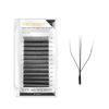 Picture of NAGARAKU Eyelash Extensions Cluster 3D W Shape Dual-core Volume Lashes Hand Woven Long Stem 0.07mm D Curl 14mm Matte Black Premade Fans Triple Tips False Eye Lash Extension