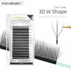 Picture of NAGARAKU Eyelash Extensions Cluster 3D W Shape Dual-core Volume Lashes Hand Woven Long Stem 0.07mm D Curl 14mm Matte Black Premade Fans Triple Tips False Eye Lash Extension