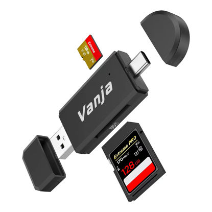 Picture of Memory Card Reader, Vanja Dual Connector USB C/USB 3.0 SD Card Reader Adapter Supports SD/Micro SD/SDHC/SDXC/MMC[Card Not Included], Compatible with MacBook Pro, MacBook Air, iPad Pro, Galaxy S21, S22