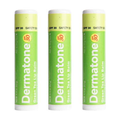 Picture of Dermatone Lip Balm SPF 30 | Moisturizing | Formulated Therapy to Soothe & Replenish Chapped & Cracked Lips (Green Tea Lip Balm, 0.15 Oz Pack of 3)