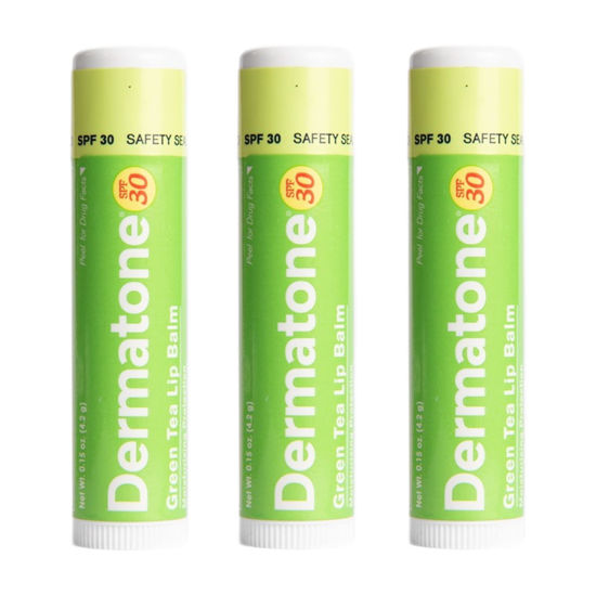 Picture of Dermatone Lip Balm SPF 30 | Moisturizing | Formulated Therapy to Soothe & Replenish Chapped & Cracked Lips (Green Tea Lip Balm, 0.15 Oz Pack of 3)