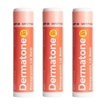 Picture of Dermatone Lip Balm SPF 30 | Moisturizing | Formulated Therapy to Soothe & Replenish Chapped & Cracked Lips (Pomegranate Lip Balm, 0.15 Oz Pack of 3)
