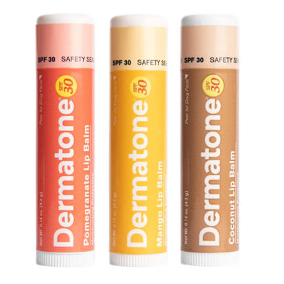 Picture of Dermatone Lip Balm SPF 30 | Moisturizing | Formulated Therapy to Soothe & Replenish (Variety Pack, Pomegranate, Mango, Coconut Lip Balm. 0.15 Oz Pack of 3)