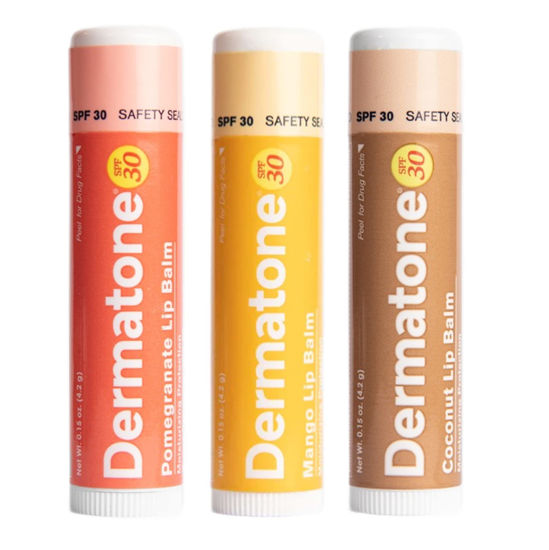 Picture of Dermatone Lip Balm SPF 30 | Moisturizing | Formulated Therapy to Soothe & Replenish (Variety Pack, Pomegranate, Mango, Coconut Lip Balm. 0.15 Oz Pack of 3)