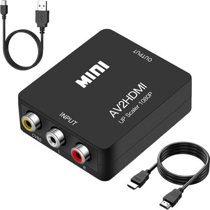Picture of Amtake RCA to HDMI Converter, 1080P RCA Composite CVBS AV to HDMI Video Audio Converter Adapter Compatible with N64 Wii PS2 Xbox VHS VCR Camera DVD, Support PAL/NTSC with HDMI and USB Power Cable