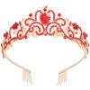 Picture of Didder Gold Tiaras for Women, Red Rhinestones Tiaras and Crowns for Women Elegant Princess Crown with Combs Tiaras for Girls Wedding Crowns for Brides Women's Headbands Prom Birthday Party