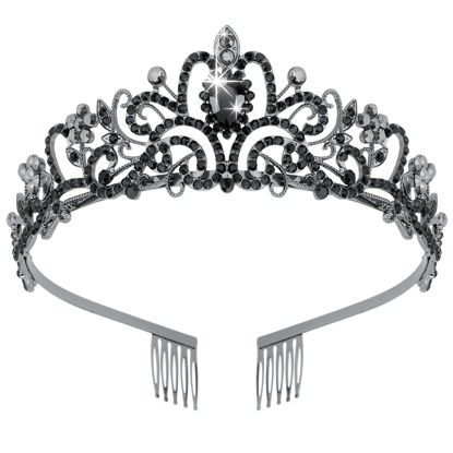 Picture of Didder Tiaras for Women, Black Crystal Crowns for Women Princess Crown Tiaras and Crowns for Women Girls Women's Headbands Halloween Christmas Bridal Wedding Prom Birthday Party Gift