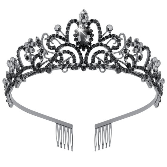 Picture of Didder Tiaras for Women, Black Crystal Crowns for Women Princess Crown Tiaras and Crowns for Women Girls Women's Headbands Halloween Christmas Bridal Wedding Prom Birthday Party Gift