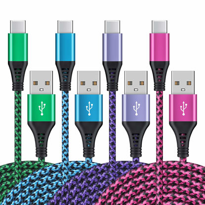 Picture of [4Pack/6FT] USB Type C to USB A Cable, 3A Fast Charging Long Android USBC Phone Power Charger Braided Cord for Samsung Galaxy S23 Ultra S22 S21 S20 A13 A53 iPhone 15 Pro Max Moto Android Type-C Cable