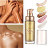 Picture of Body Shimmer Oil, Waterproof Long Lasting Moisturizing Bronze Body Luminizer Glow For Face & Body, Liquid Illuminator Body Highlighter 1oz/Jars, Makeup Brush Include (Metallic Gold #02)