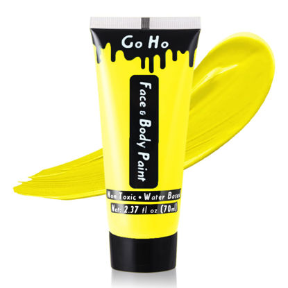 Picture of Go Ho Yellow Body Paint Washable(2.37 oz,70 ml),Water Based Cream Yellow Face Paint for Adults Children SFX Cosplay Costumes Festivals Halloween