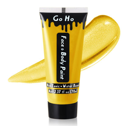 Picture of Go Ho Pearl Gold Body Paint Washable(2.37 oz,70 ml),Water Based Cream Pearl Gold Face Paint for Adults Children SFX Cosplay Costumes Festivals Halloween