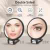 Picture of CLSEVXY Magnifying Handheld Mirror Double Sided, 1X 15X Magnification Hand Mirror, Travel Folding Held Adjustable Rotation Pedestal Makeup Desk Vanity