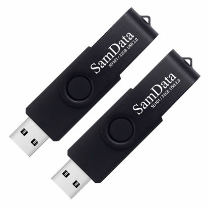 Picture of SamData 32GB USB Flash Drives 2 Pack 32GB Thumb Drives Memory Stick Jump Drive with LED Light for Storage and Backup (2 Pack Black)
