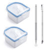 Picture of Nail Soaking Bowl, 2PCS Soak Off Gel Polish Dip Powder Remover Manicure Bowl with Triangle Cuticle Peeler and Stainless Steel Cuticle Pusher Nail Art Tool (Blue)
