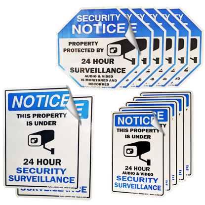 Picture of Psyfer® (Fade-Free) 13 Pack - Small Security Camera Audio & Video Outdoor Stickers [Made in USA]