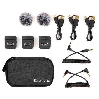 Picture of Saramonic BLINK100B2 TX+TX+RX 2-Person 2.4GHz Micro Clip-On Wireless System w/Cam-Mount Dual-Receiver & TRS & TRRS Cables for Cams, Mobile, Computers