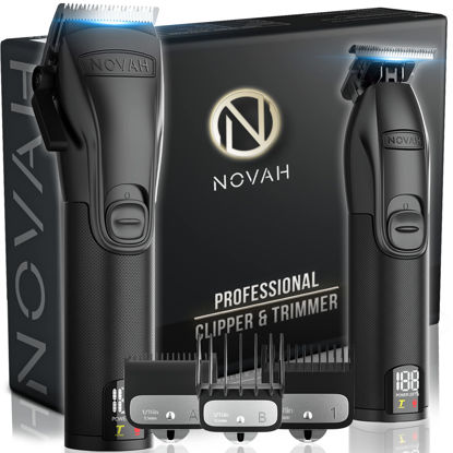 Picture of Novah® Professional Hair Clippers for Men, Professional Barber Clippers and Trimmer Set, Mens Cordless Hair Clippers for Barbers Haircut Kit Fade