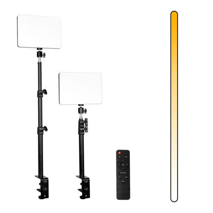 Picture of 【20W 2-Pack】 RAUBAY LED Video Panel Light with Desk Mount Stand Kit , 3200K-5500K Bi-Colors Key Light with Stand C-Clamp for Live Stream, Video Conferencing, YouTube, TikTok, Make up