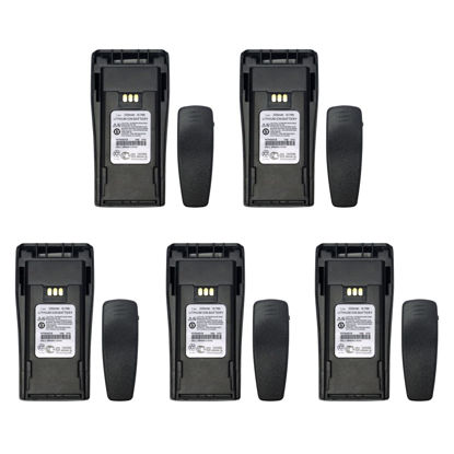 Picture of (5PCS) NNTN4497BR NNTN4497CR 7.4v Battery NNTN4970A NNTN4497AR Replacement Battery [Upgraded] for Motorola MOTOTRBO CP200 CP200D P450 EP450S DEP450 GP3688 PR400 GP3188 XIRP3688 Battery with Belt Clip