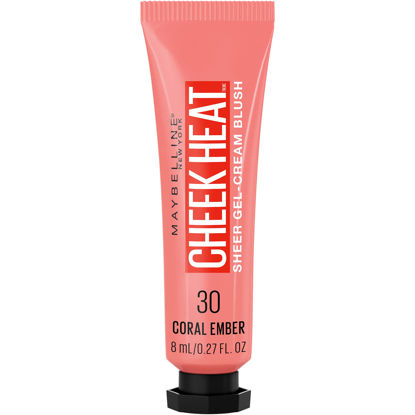 Picture of Maybelline New York Cheek Heat Gel-Cream Blush Makeup, Lightweight, Breathable Feel, Sheer Flush Of Color, Natural-Looking, Dewy Finish, Oil-Free, Coral Ember, 1 Count