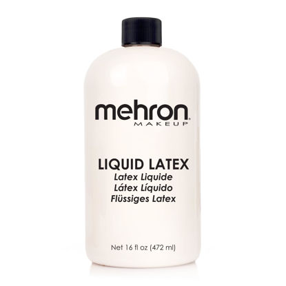 Picture of Mehron Makeup Liquid Latex | SFX Makeup | Halloween Latex Makeup | Latex Glue for Skin | Prosthetic Glue 16 fl oz (473 ml)) (Clear)