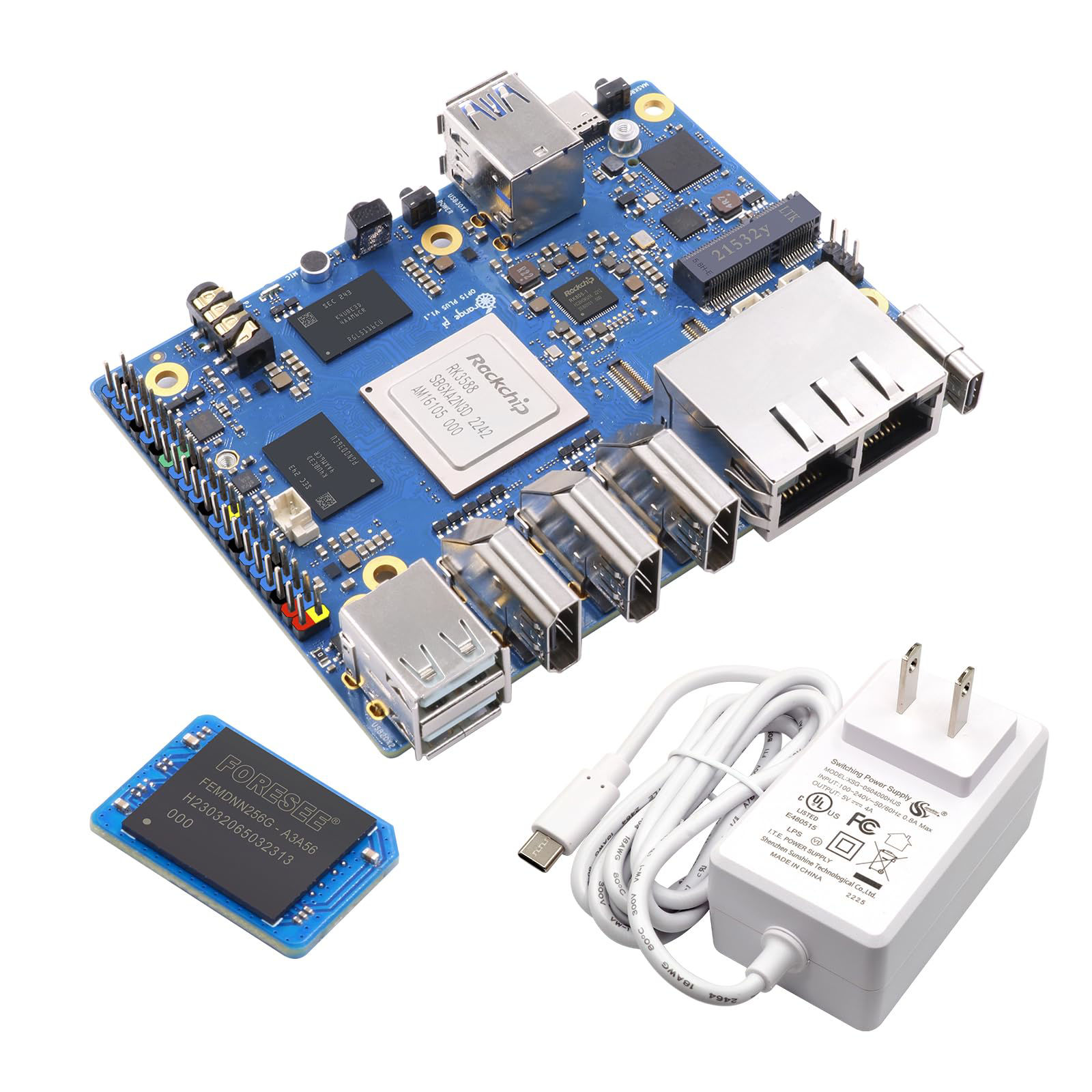 GetUSCart- Orange Pi 5 Plus 16G with 256GB eMMC Module RK3588 8 Core 64 ...