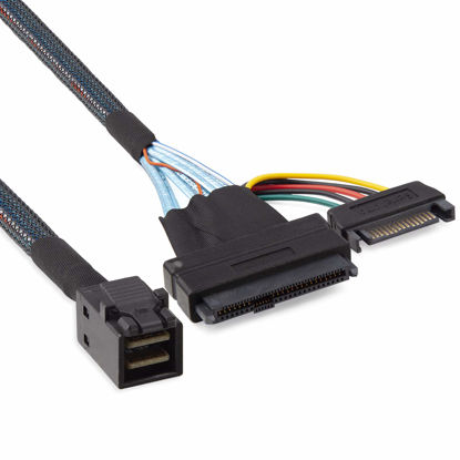 Picture of 10Gtek# 12G Internal Mini SAS SFF-8643 to U.2 SFF-8639 NVMe SSD Cable with 15 pin Male SATA Power Connector, PCIe 4.0, 85 Ohm, 3.3ft/1m