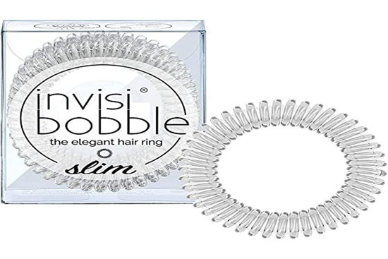 Picture of invisibobble SLIM Traceless Spiral Hair Ties - Pack of 3, Crystal Clear - Strong Elastic Grip Coil Hair Accessories for Women - No Kink, Non Soaking - Gentle for Girls Teens and Thick Hair