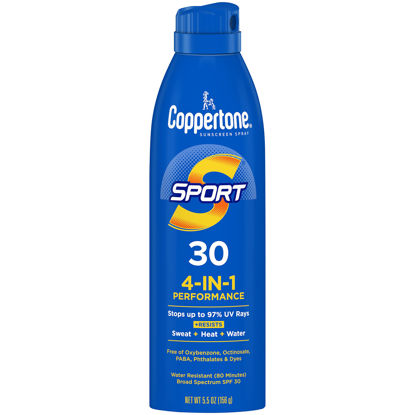 Picture of Coppertone SPORT Sunscreen Spray SPF 30, Water Resistant Sunscreen, Broad Spectrum Spray Sunscreen SPF 30, 5.5 Oz Spray