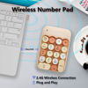 Picture of Seaciyan Wireless Number Pad, Ergonomic Cute Colorful Retro Mini Portable Numeric Keypad, 2.4G Cordless External Keyboard for Computer, Laptop (Milk Tea)