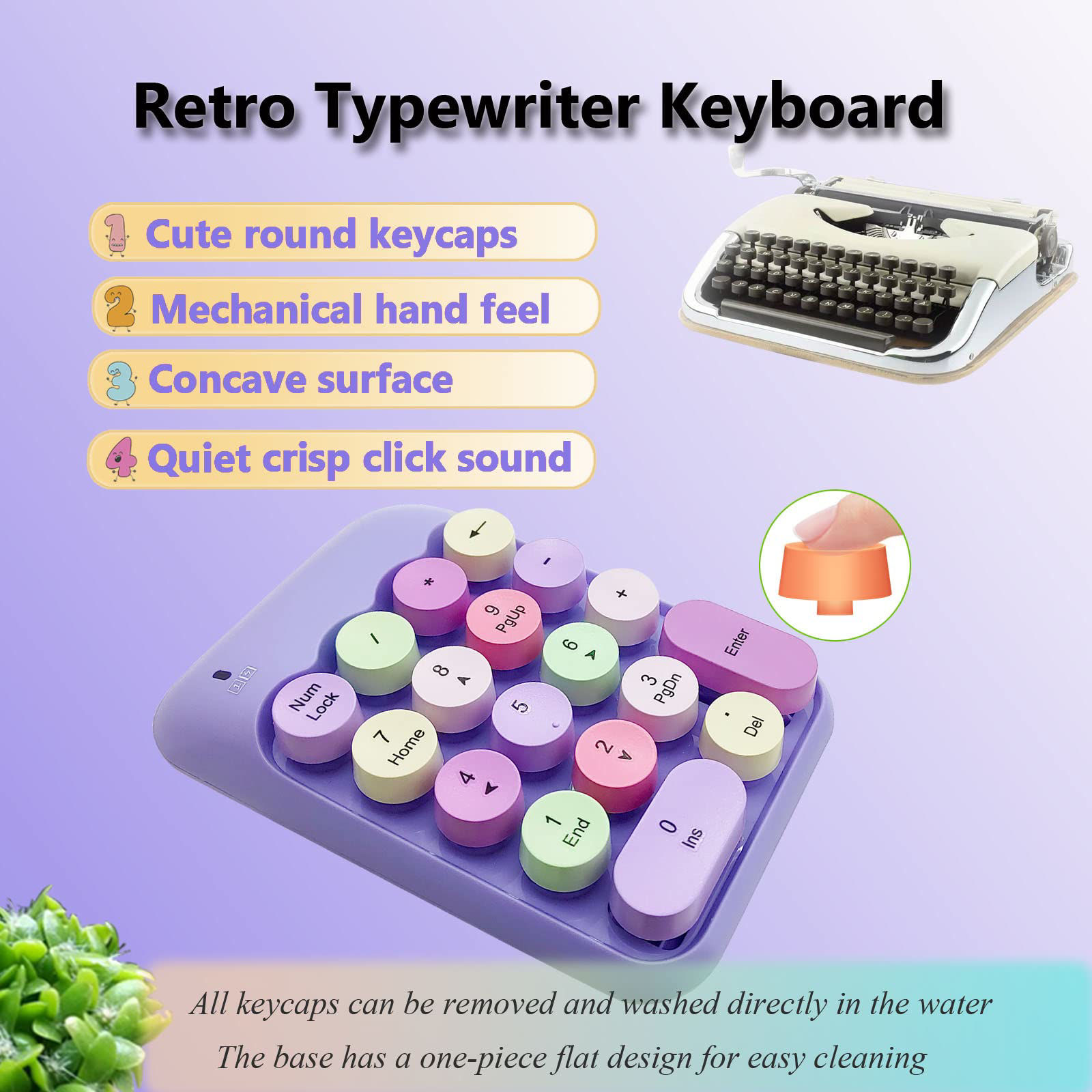 GetUSCart- Seaciyan Wireless Number Pad, Ergonomic Cute Colorful Retro ...