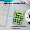 Picture of Seaciyan Wireless Number Pad, Ergonomic Cute Colorful Retro Mini Portable Numeric Keypad, 2.4G Cordless External Keyboard for Computer, Laptop (Green)
