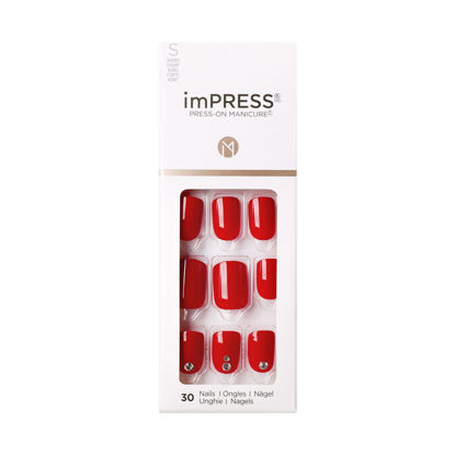 Picture of KISS imPRESS Press-On Manicure, Nail Kit, PureFit Technology, Short Press-On Nails, Square, 'Kill Heels', Includes Prep Pad, Mini Nail File, Cuticle Stick, and 30 Fake Nails
